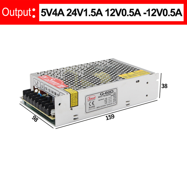 Q-60D 5V4A 12V1A 24V1A -12V1A Импульсный источник питания с четырьмя выходами